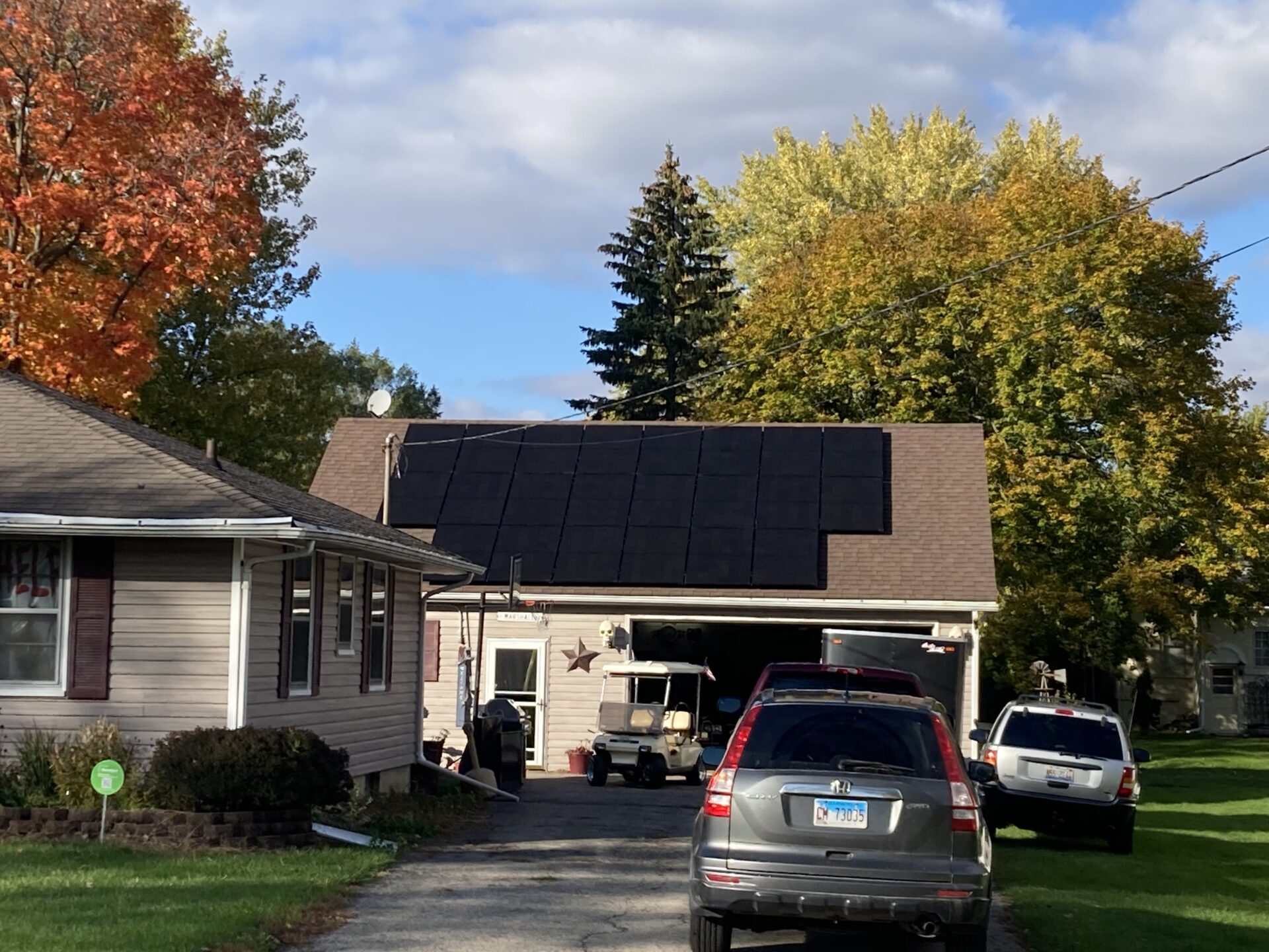 solar panels on home's garage in kirkland, illinois
