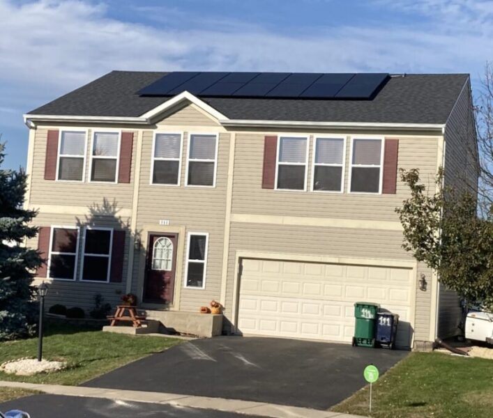 Residential property in Kirkland, Illinois with new solar panel system