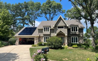 New solar panels installed on a newly installed CertainTeed roof in Wheaton, Illinois